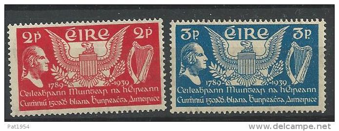 Irlande 1939 N°75/76 Neufs* MLH Constitutiondes Etats Unis - Unused Stamps