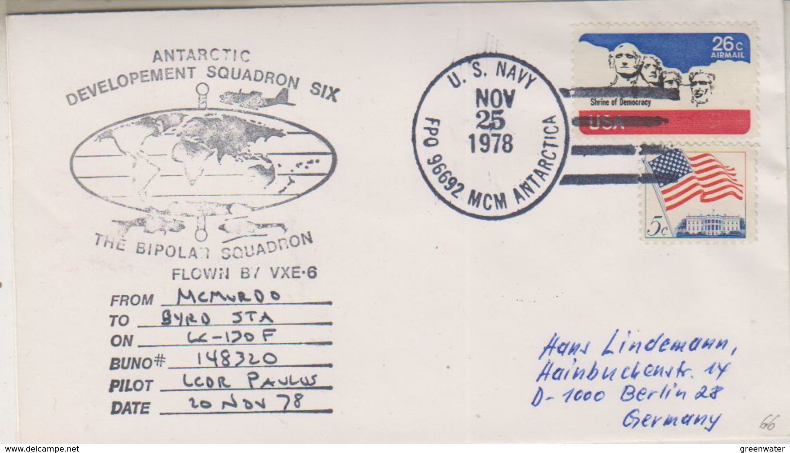 USA 1978 Flown Cover From McMurdo To Byrd Station Ca Nov 25 1978 (38581) - Vuelos Polares