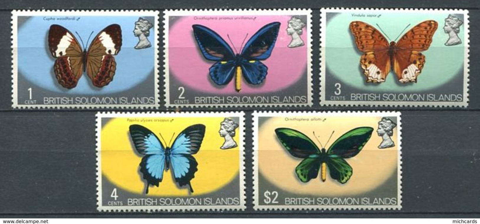 226 SALOMON 1972 - Yvert 213/16 + 227 - Papillon - Neuf **(MNH) Sans Trace De Charniere - Salomonseilanden (...-1978)