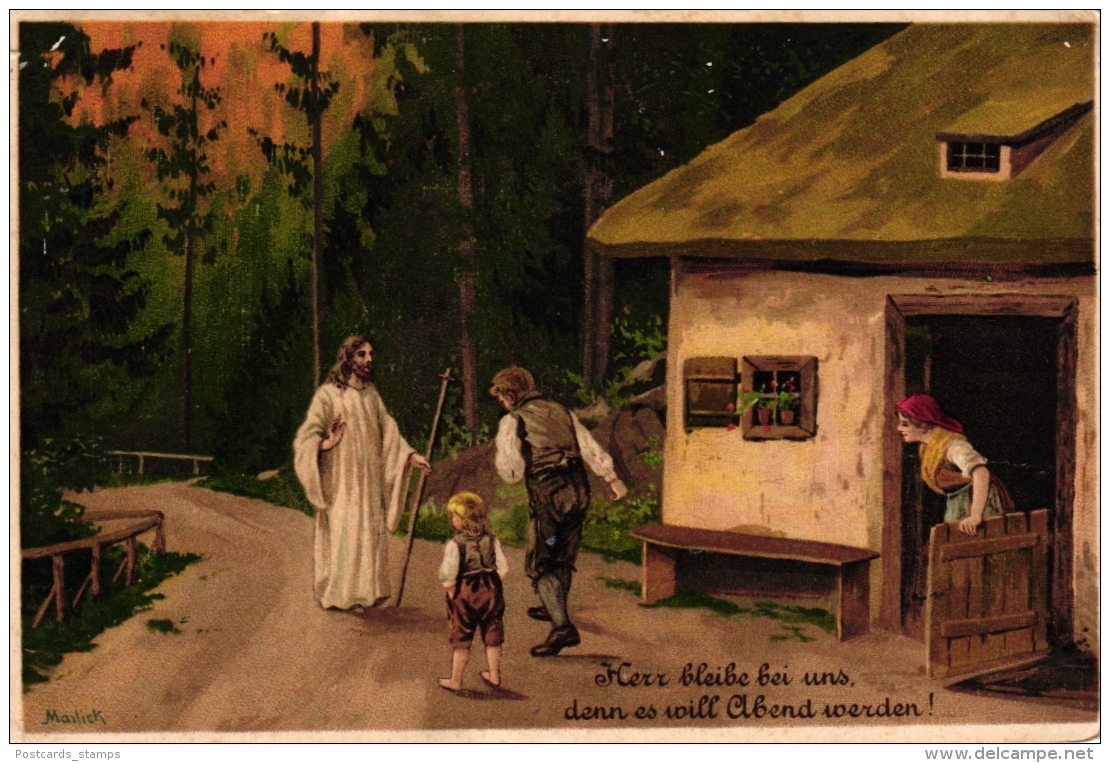 Haus, Bauernhaus, Familie, Jesus Christus, Sign. Mailick, 1908 - Mailick, Alfred