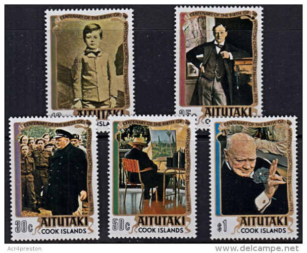 A0125 AITUTAKI 1974, SG 136-40  Birth Centenary Of Winston Churchill  MNH - Aitutaki