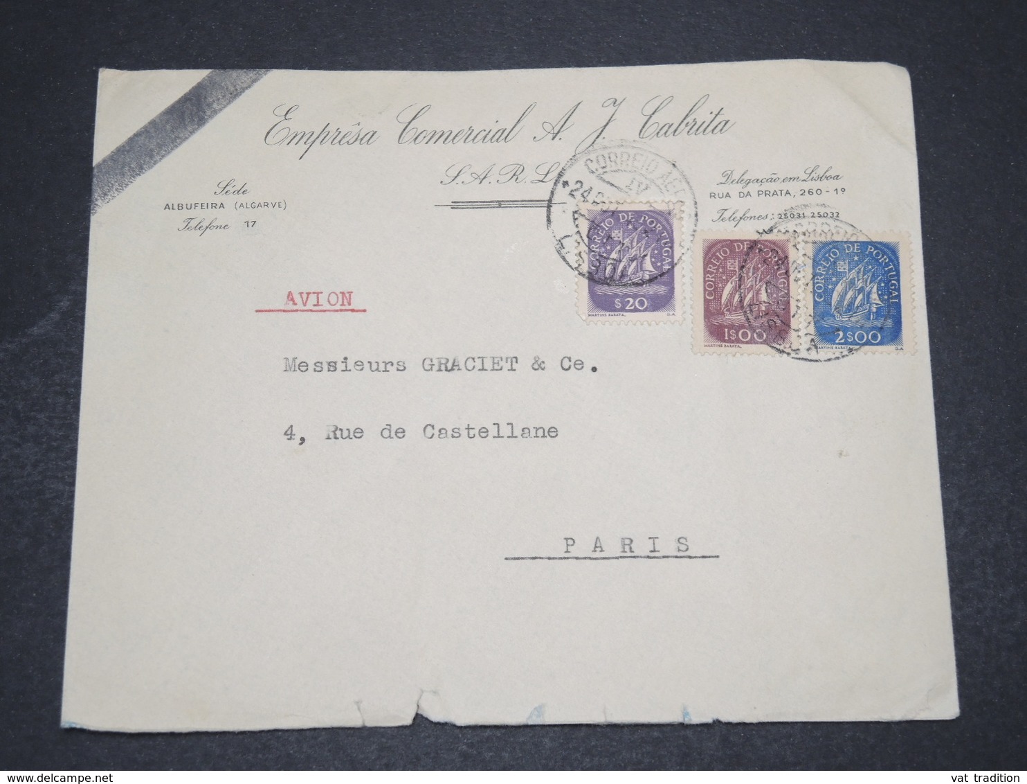 PORTUGAL  - Enveloppe Commerciale De Lisbonne Pour La France En 1951  - L 16012 - Lettres & Documents