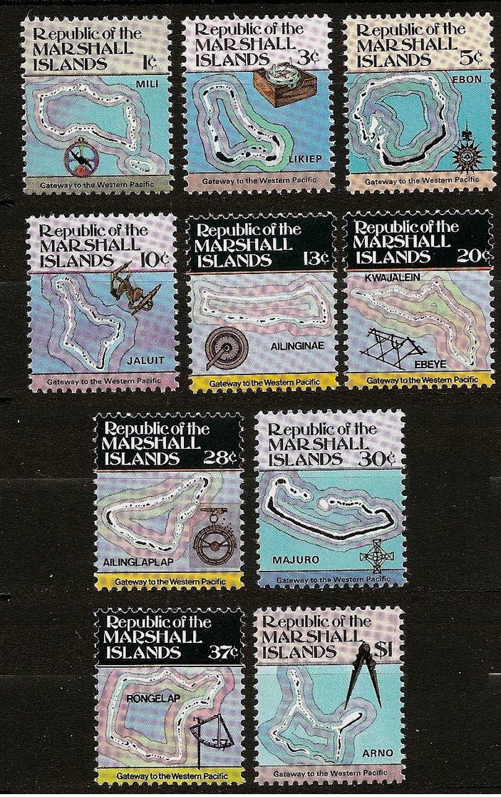 MARSHALL ISLANDS 1984 - Various MAPS Of The Islands - SALE! 10v Compl Mi  Mi 5A-14A MNH ** Cv€8,00 V305 - Marshall