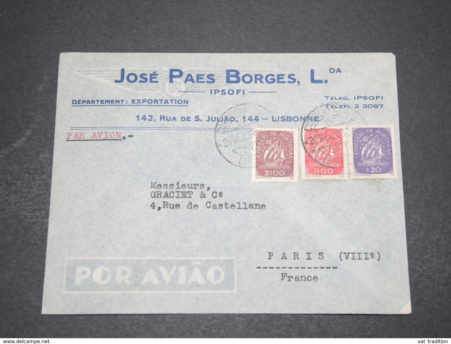 PORTUGAL  - Enveloppe Commerciale De Lisbonne Pour La France En 1948  - L 16014 - Lettres & Documents