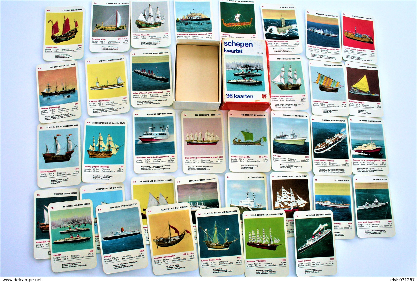 Speelkaarten - Kwartet, Schepen Kwartet, Jumbo No. 012, *** - Vintage 1960's - Cartes à Jouer Classiques