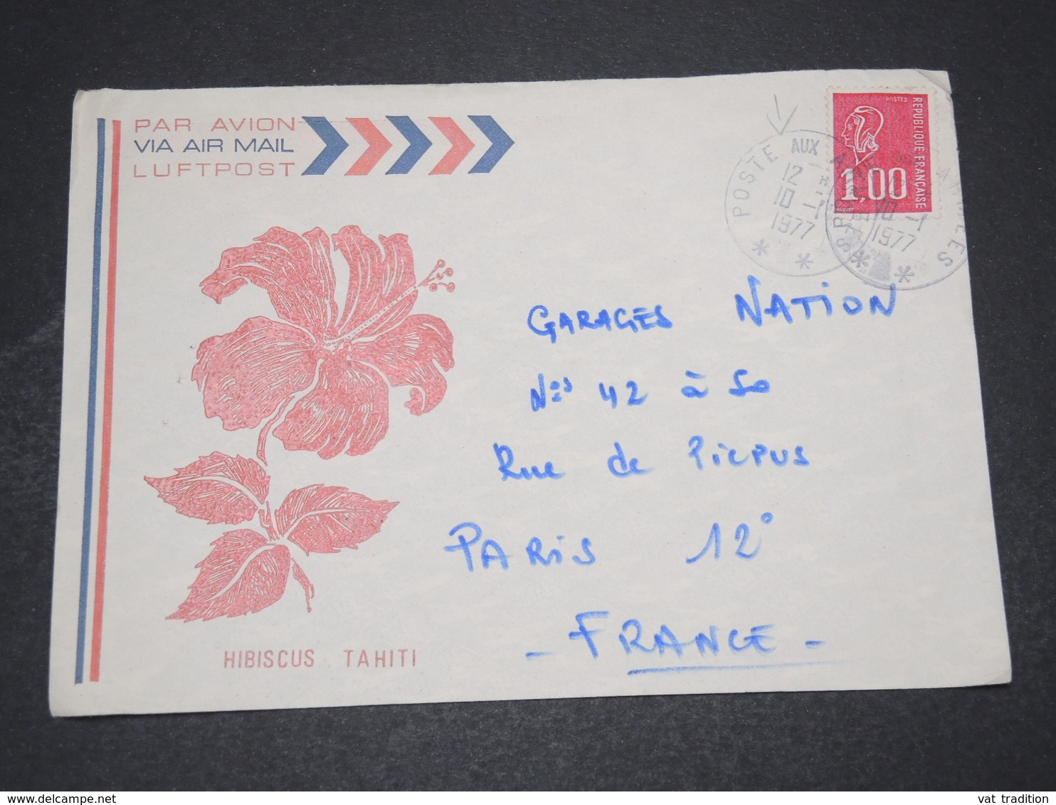 FRANCE - Enveloppe Illustrée Polynésienne , Oblitération " Poste Aux Armées " En 1977 - L 16023 - Cachets Militaires A Partir De 1900 (hors Guerres)