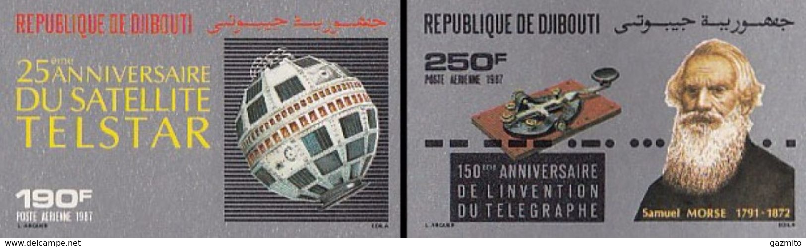 Djibouti 1987, Communication, Satellite, Telegraph, 2val IMPERFORATED - Télécom