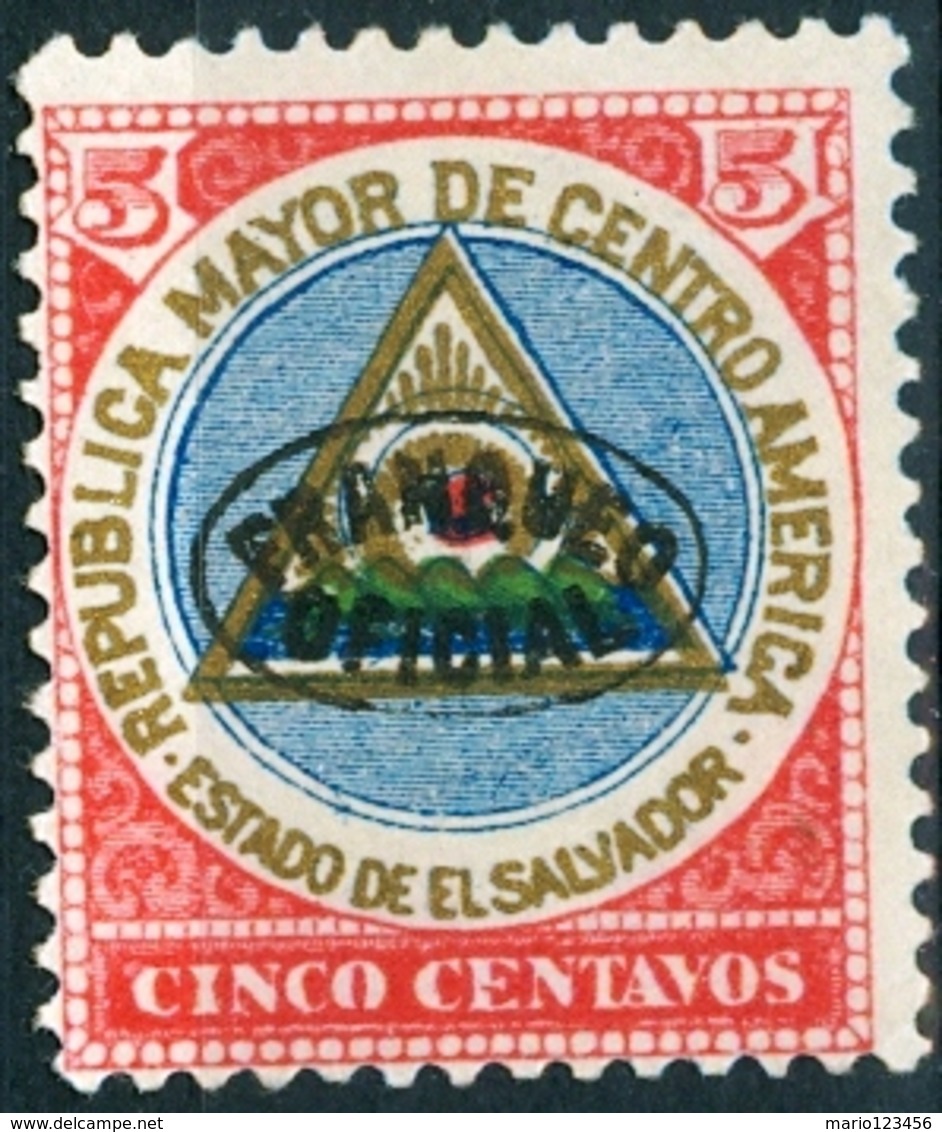 EL SALVADOR, STEMMI, COAT OF ARMS, 1900, FRANCOBOLLI NUOVI (MLH*),  Michel D90a   Scott O76 - El Salvador