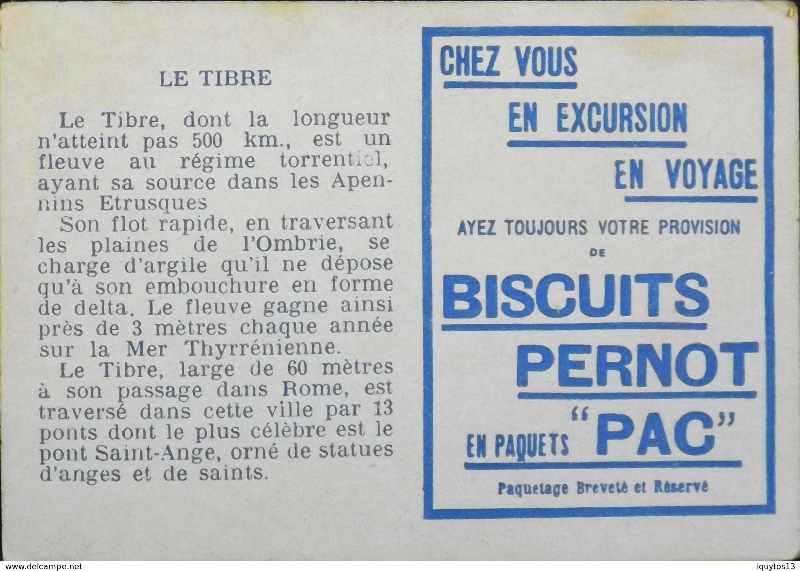 TRES BELLE CHROMO. - BISCUITS PERNOT - LE TIBRE En ITALIE - TB. Etat - Pernot