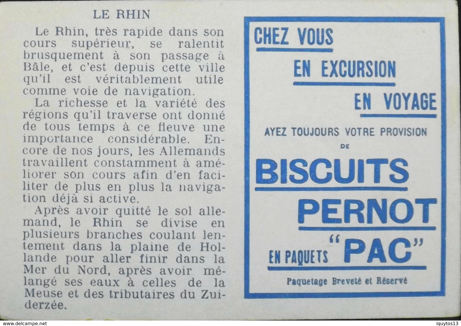 TRES BELLE CHROMO. - BISCUITS PERNOT - LE RHIN En ALLEMAGNE & HOLLANDE - TB. Etat - Pernot