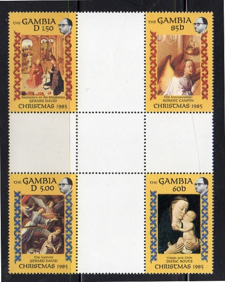 Gambia Gutter Block Of Four MNH 1985 Christmas (208) - Gambie (1965-...)