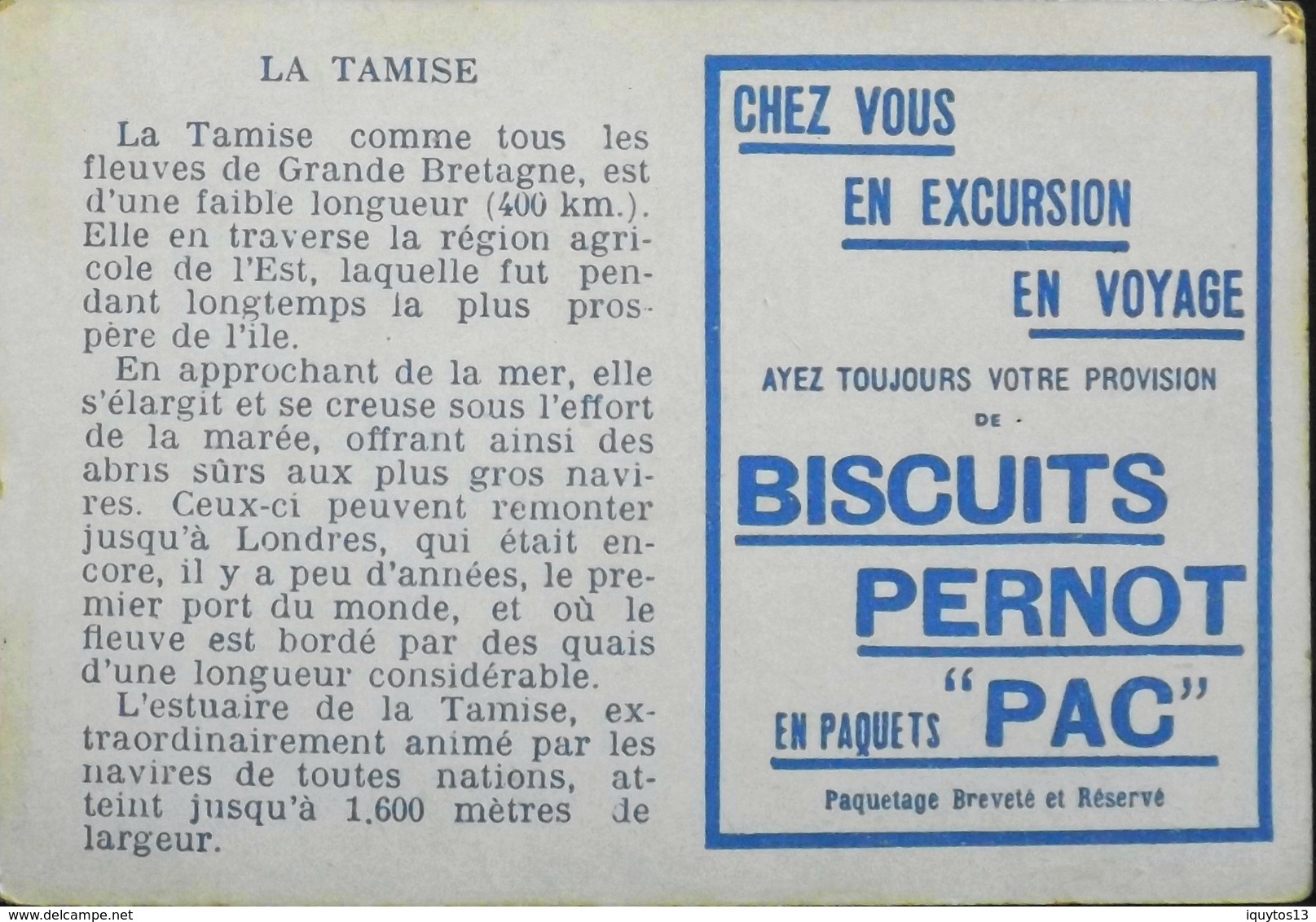 TRES BELLE CHROMO. - BISCUITS PERNOT - LA TAMISE En ANGLETERRE - TB. Etat - Pernot