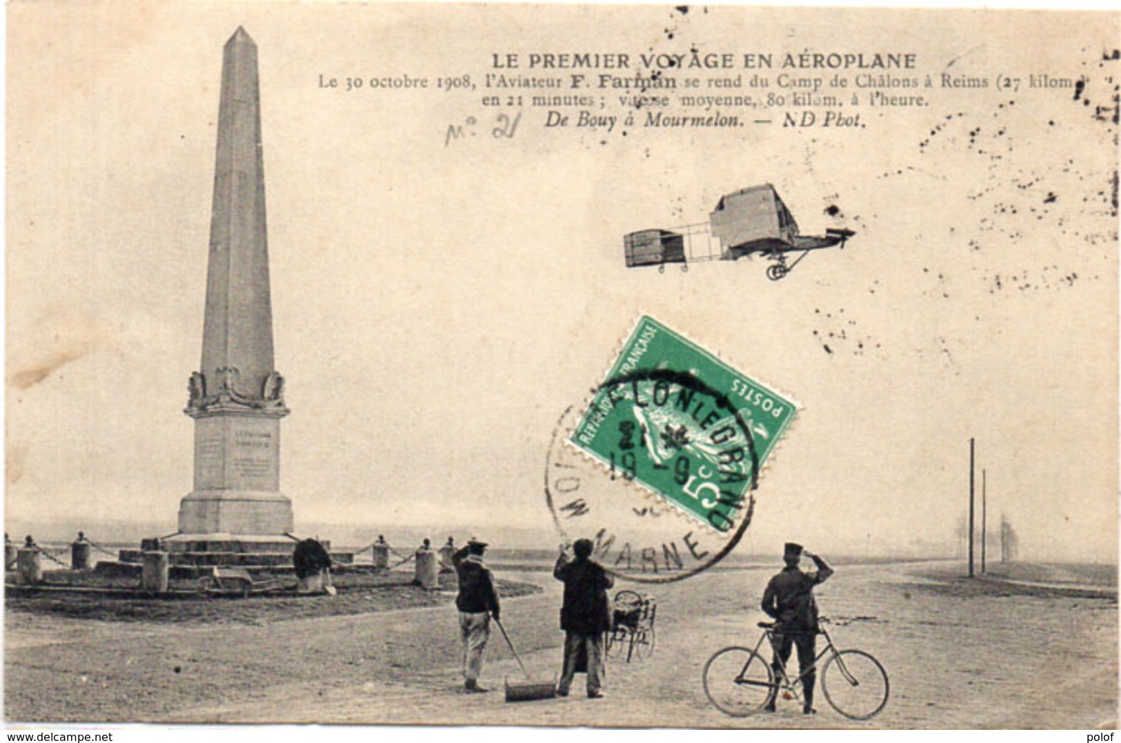 Camp De CHALONS - Le Premier Voyage En Aéroplane   - Le 10 Octobre 1908 F. Farman Se Rend A REIMS ...     (105687) - Camp De Châlons - Mourmelon