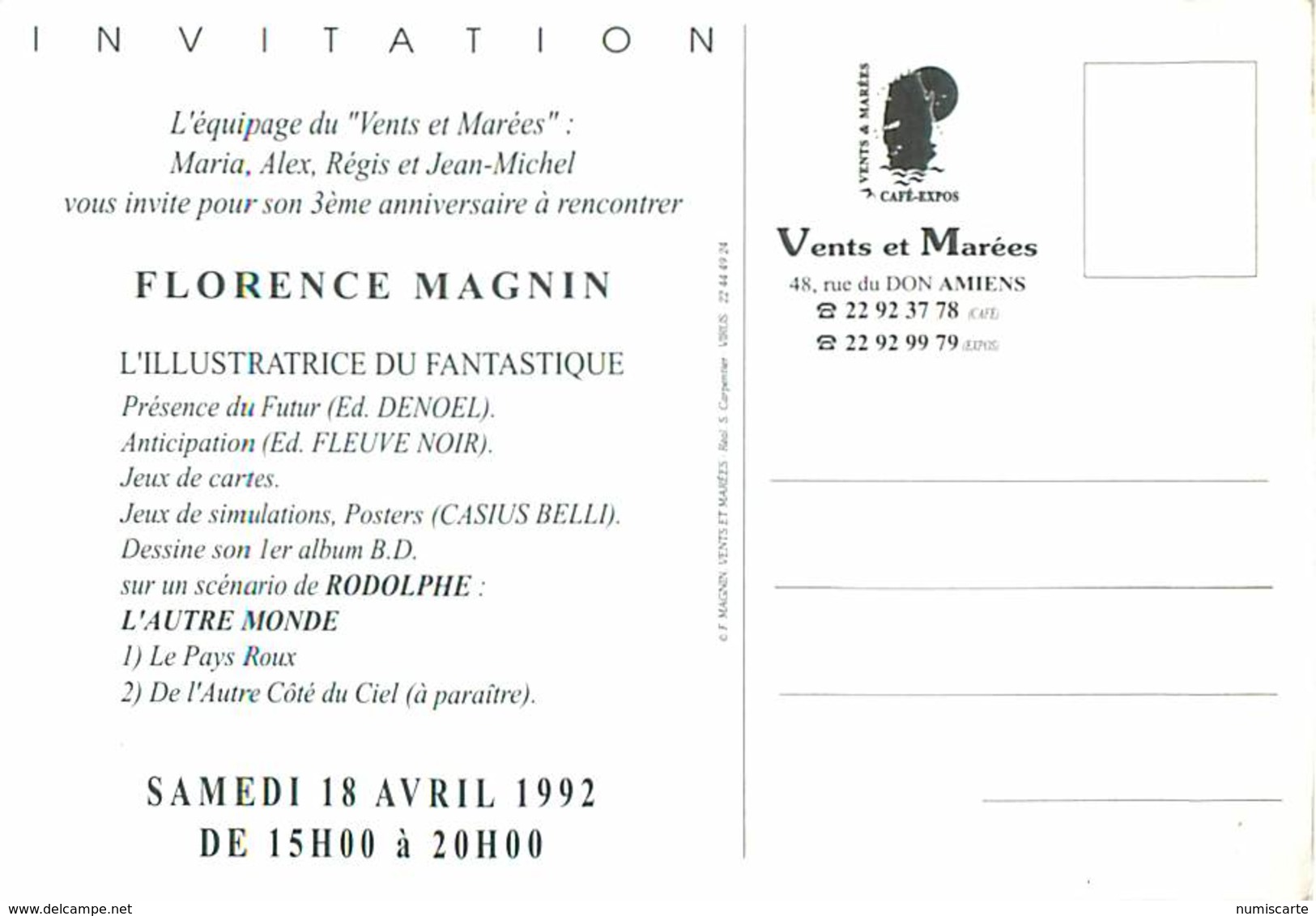 Cpm AMIENS 80 Café Expos Vents Et Marées, 48 Rue Du Don  - Florence MAGNIN, 18 Avril 1992 - Amiens