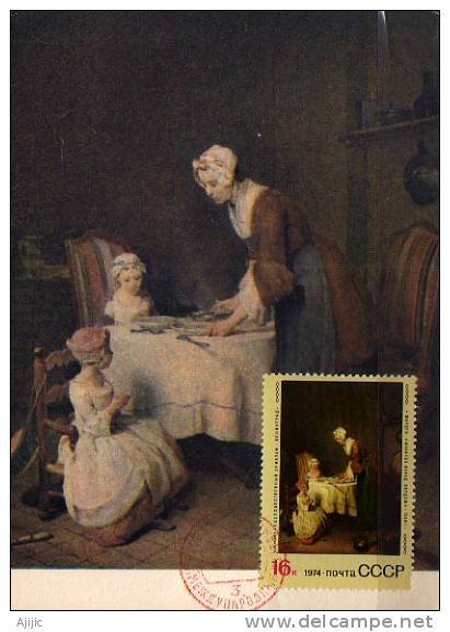 Le Bénédicité Par Jean Siméon Chardin.  Tableau Du Musée Du Louvre. Une Carte-maximum - Autres & Non Classés