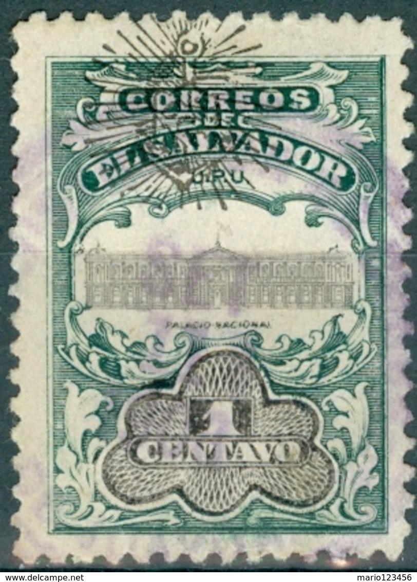 EL SALVADOR, MONUMENTI, PALAZZO NAZIONALE, 1907, FRANCOBOLLI USATI,  Scott 355 - El Salvador