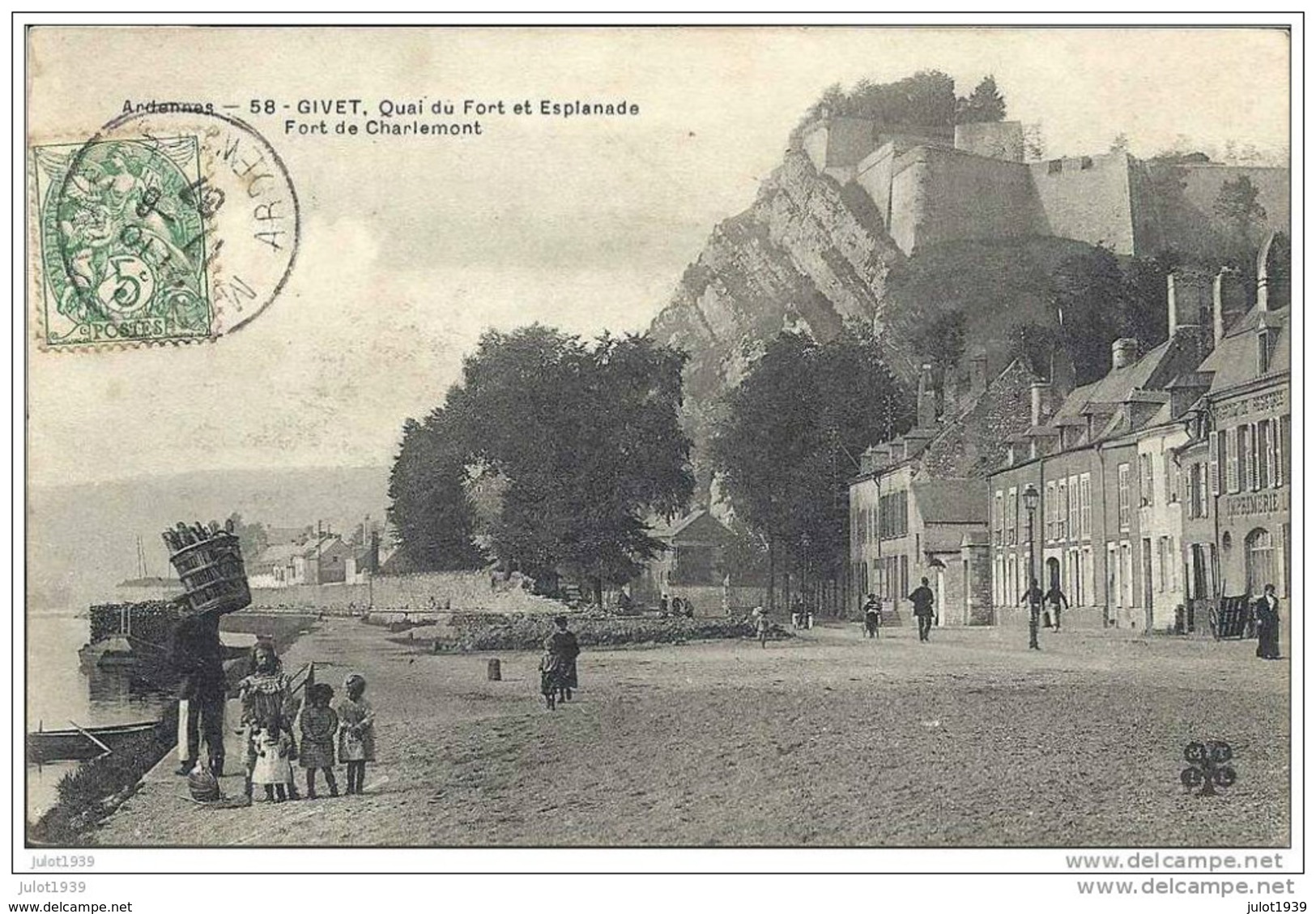 GIVET ..-- 08 .  Quai Du Fort . 1907 Vers COUVIN ( Melle Louise ROBERT ) . Voir Verso . - Givet