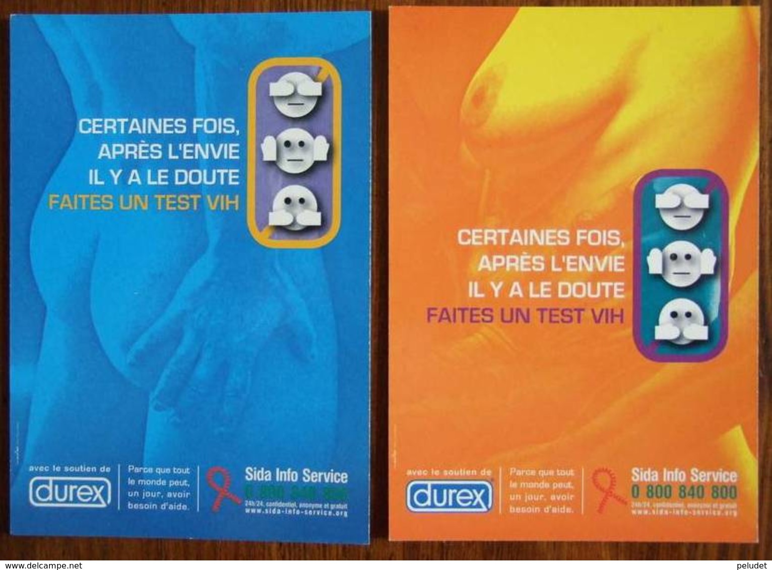 Durex Condom Against Aids Lot De 2 Cartes Postales Differentes - Salud