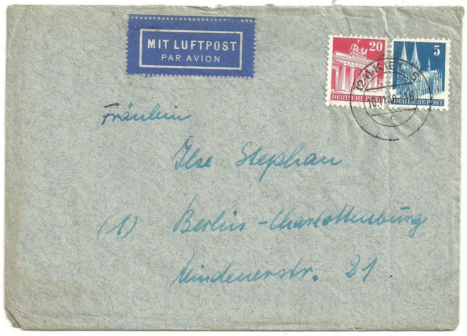1948 Kiel Luftpostbrief Nach Berlin Mit 25 Pfg. Bauten - Sonstige & Ohne Zuordnung