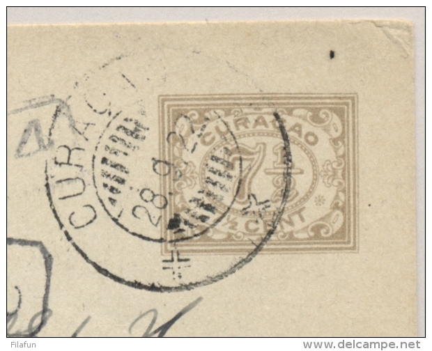 Curacao - 1922 - 7,5c Cijfer, Briefkaart G26 Met Vroege Datum Van Curacao Naar Noordwijke En Door Naar Weltevreden / NI - Curaçao, Nederlandse Antillen, Aruba