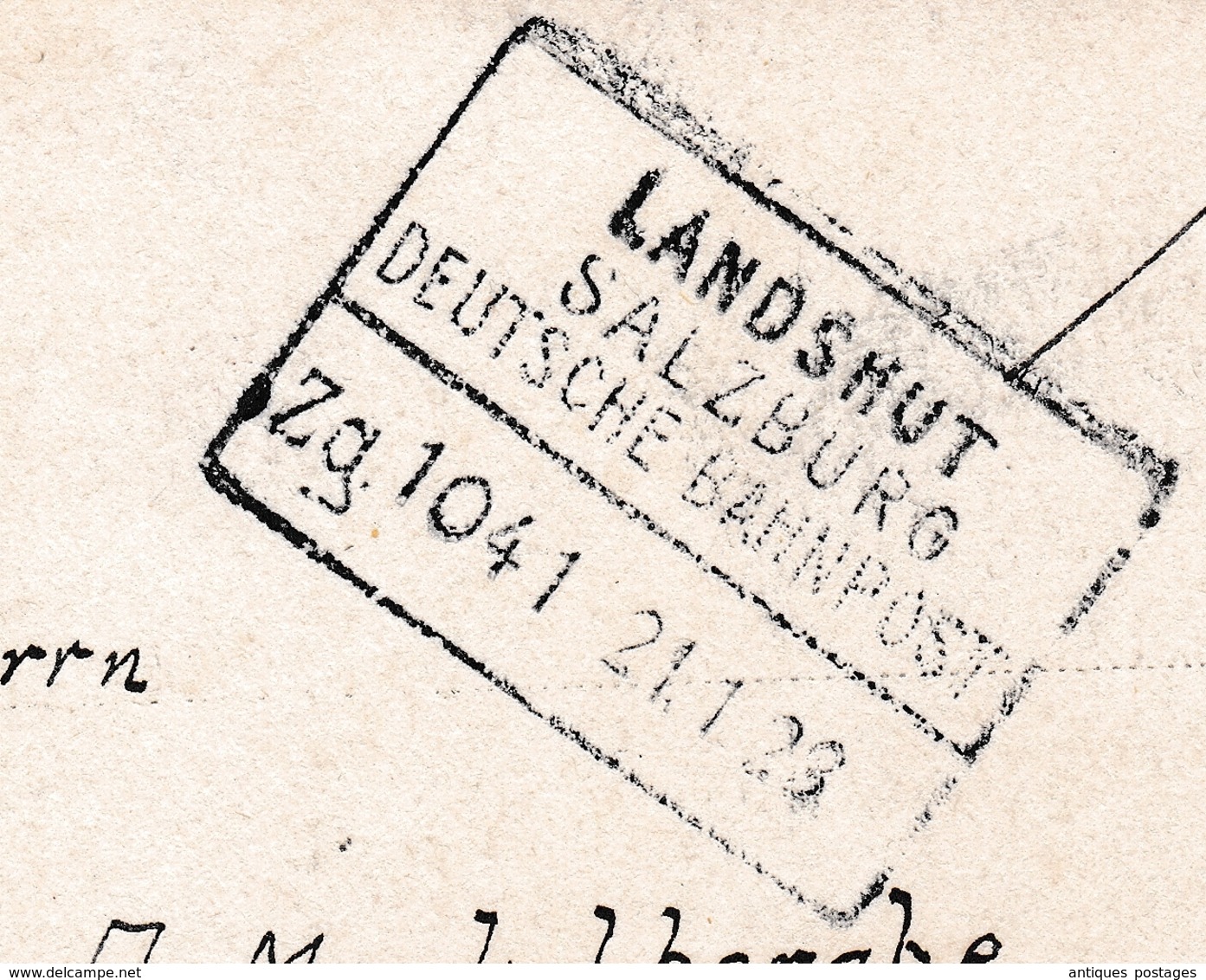 Postkart 1923 Deutsche Bahnpost Landshut Deutschland Bredene Belgique - Lettres & Documents