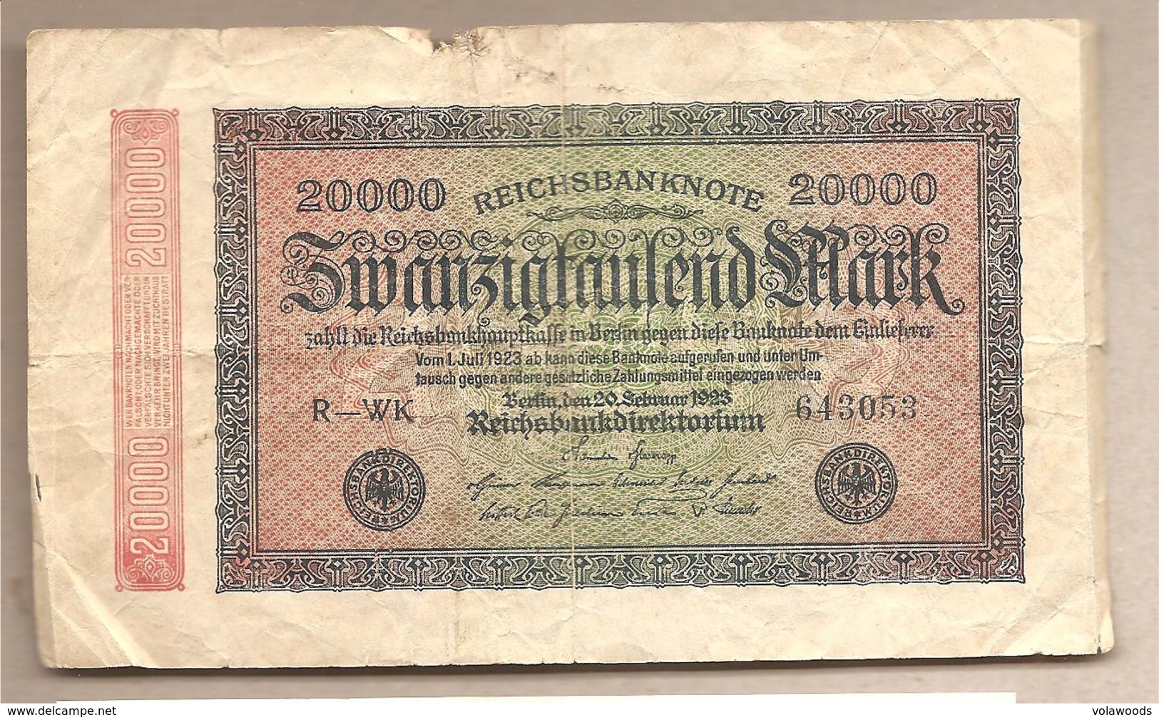 Germania - Banconota Circolata Da 20.000 Marchi P-85a/2 - 1923 #17 - 20.000 Mark