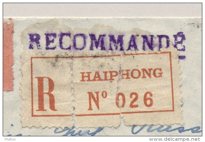 Indochine - 1930 - 4 stamps on R-cover from HaiPhong - Par malle Aerienne Hollandaise - to Paris / France