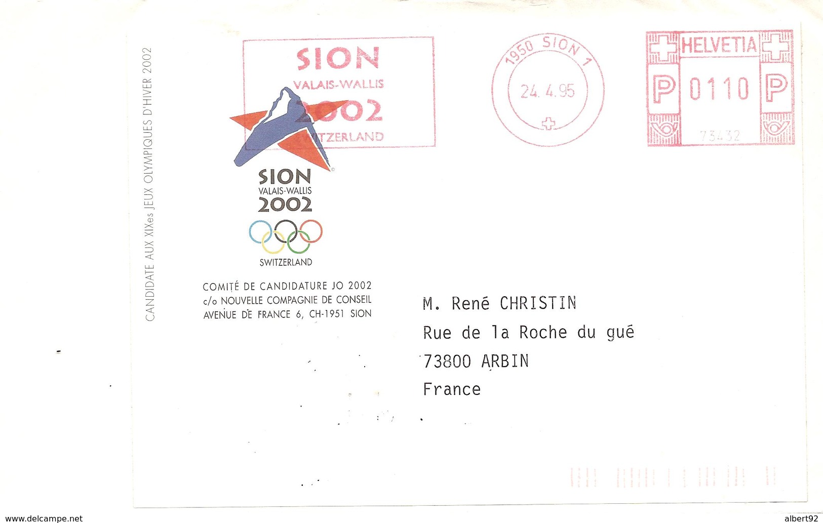 1995 EMA  Candidature De SION (Suisse ) Jeux Olympiques D'Hiver 2002 - Winter 2002: Salt Lake City - Paralympics