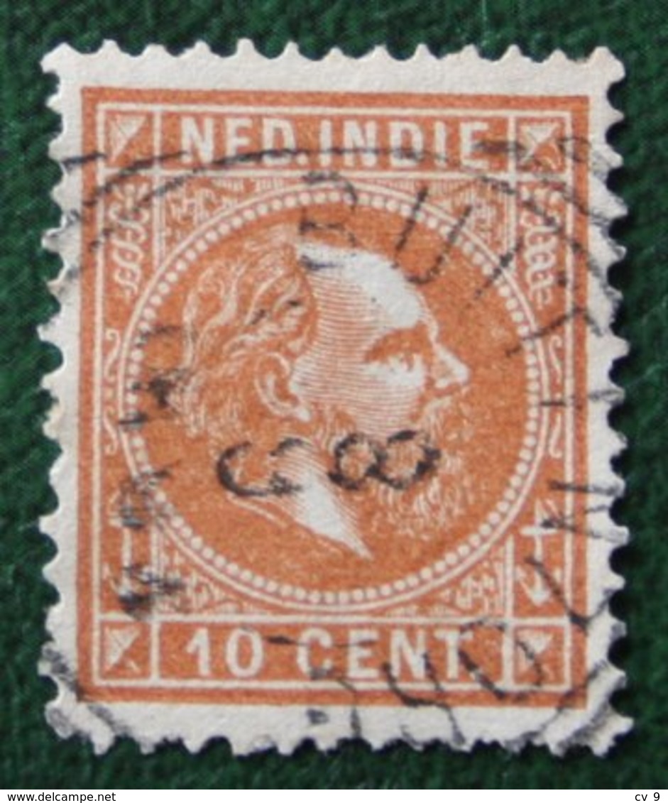 Koning Willem III  10 Ct NVPH 9 9F Tanding 12½:12 1870-1888 Gestempeld / Used NEDERLAND INDIE / DUTCH INDIES - Niederländisch-Indien