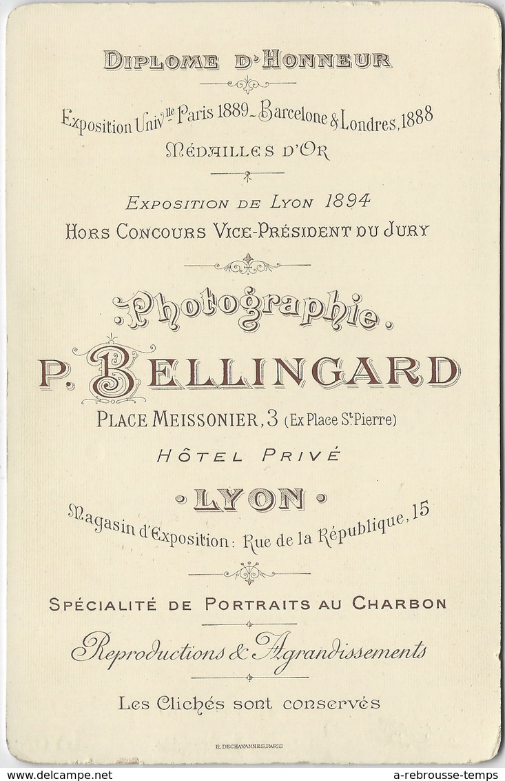 Très Beau Cliché Au Charbon-grand CDV-(CAB) Homme De Caractère -photo Bellingard Lyon-très Bel état - Old (before 1900)