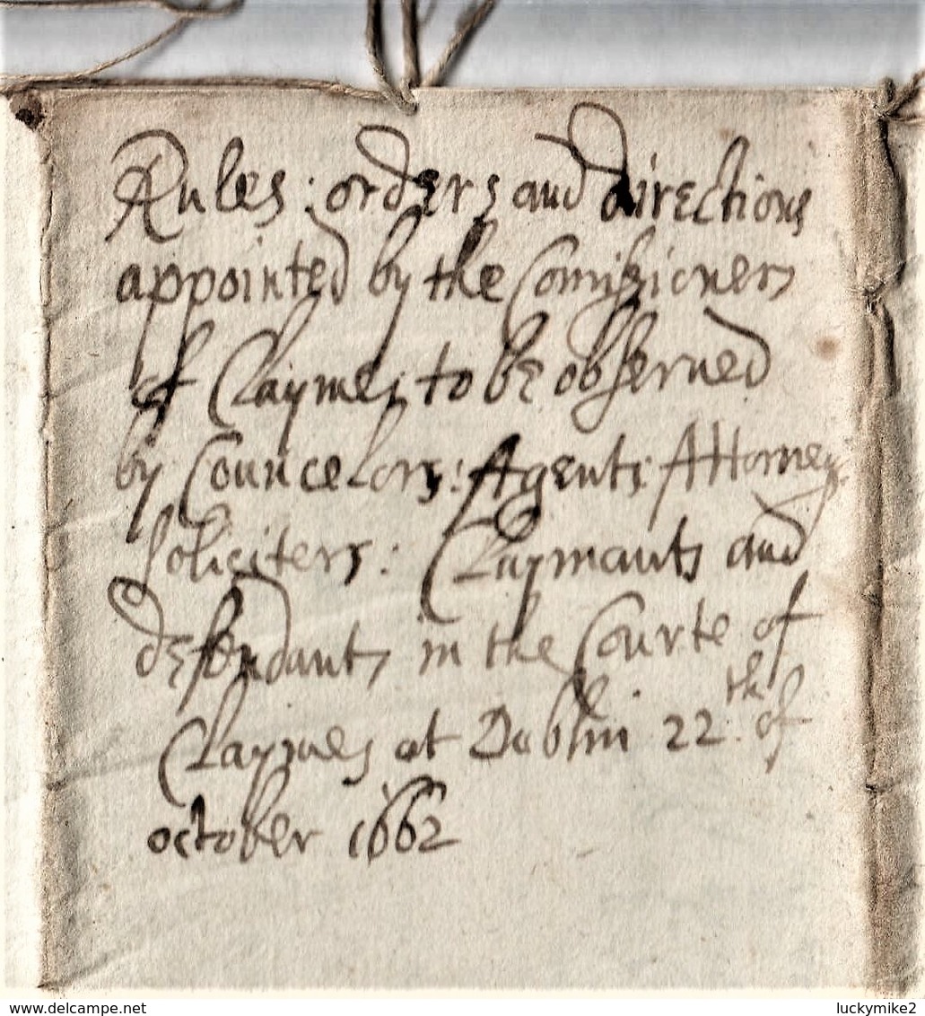 1662 Rules, Orders And Directions Appointed By The Commissioners Of Claymer To Be Observed By Councellors....   Ref 0505 - Documents Historiques