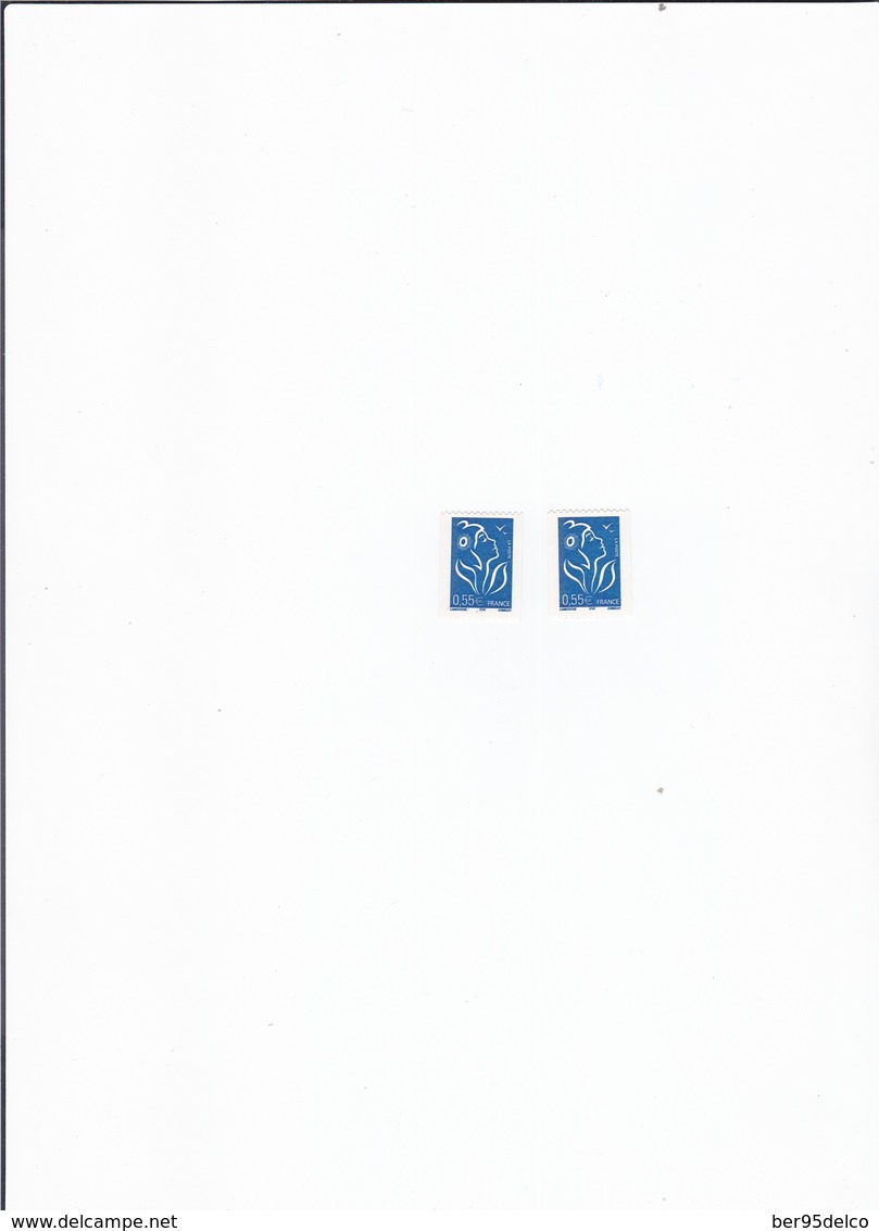 Lamouche N° 3807 Roulette Bleu à 0€55 "Voir Numéro Au Verso" 1 Ex à Gauche Et 1 Ex à Droite (voir Scan) - Neufs