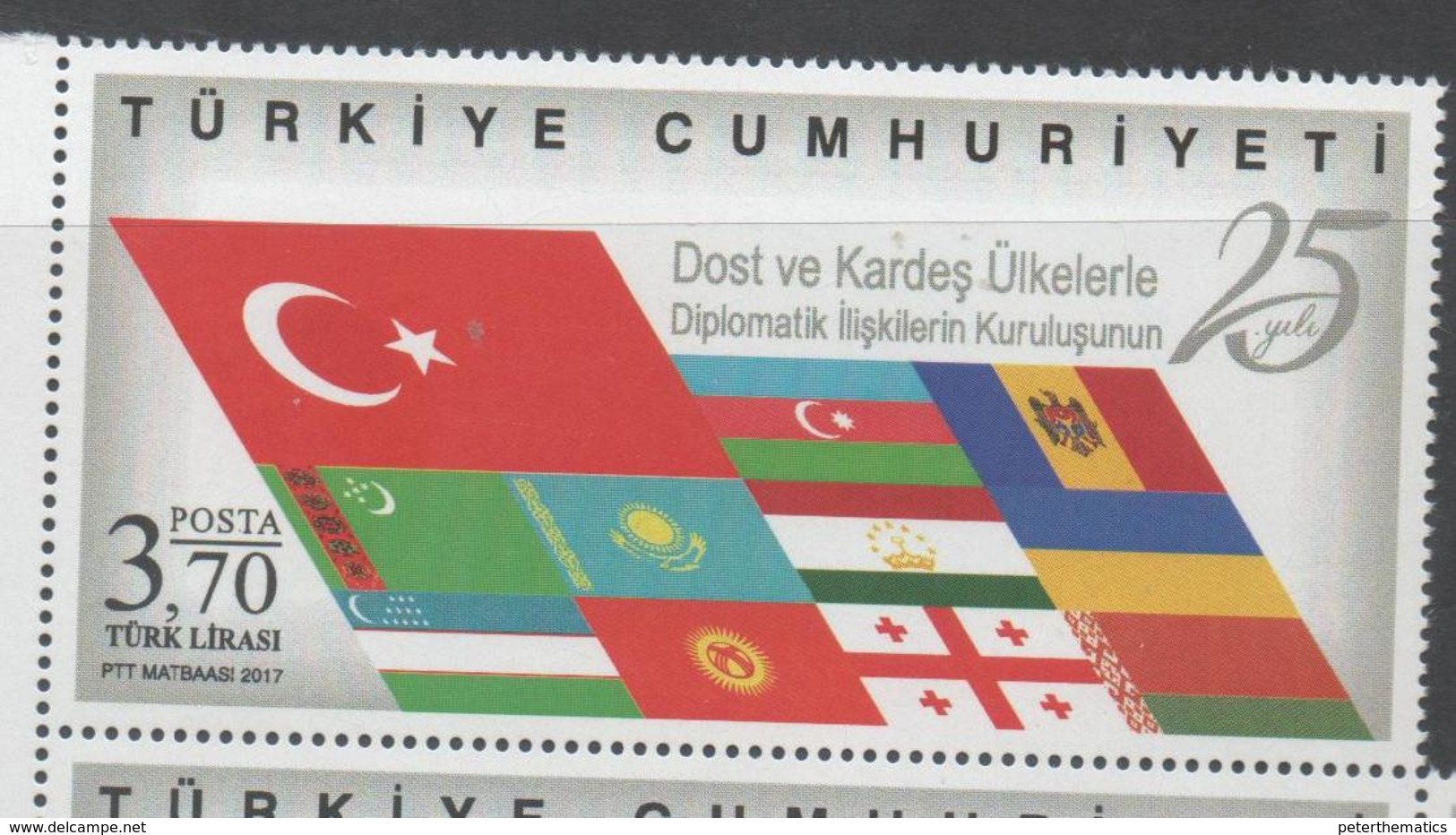 TURKEY, 2017, MNH,FLAGS, DIPLOMATIC RELATIONS, 1v - Stamps