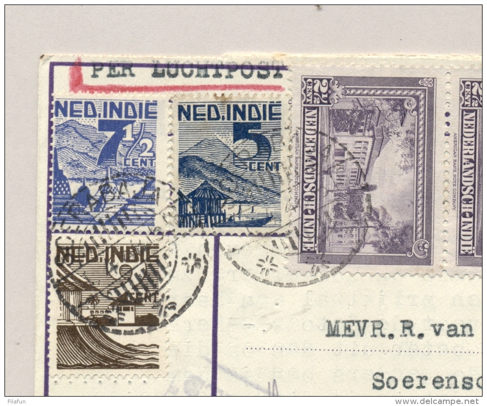 Nederlands Indië - 1948 - 5 Zegels Op Postblad G4 Met Deviezencensuur Soerabaja Van Soerabaja Naar Apeldoorn / NL - Netherlands Indies