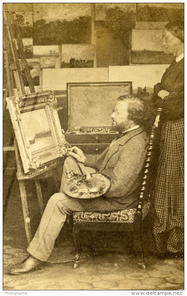 France Le Peintre Devant Son Chevalet Tableau Ancienne Photo CDV 1870' - Alte (vor 1900)