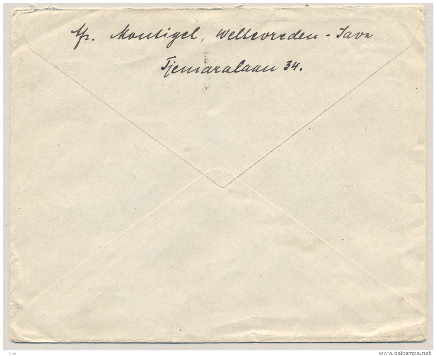 Nederlands Indië - 1927 - 20 Cent Envelop G45, Machinestempel Verzending Van Geld Is Verboden Van Weltevreden Naar Dld - Niederländisch-Indien