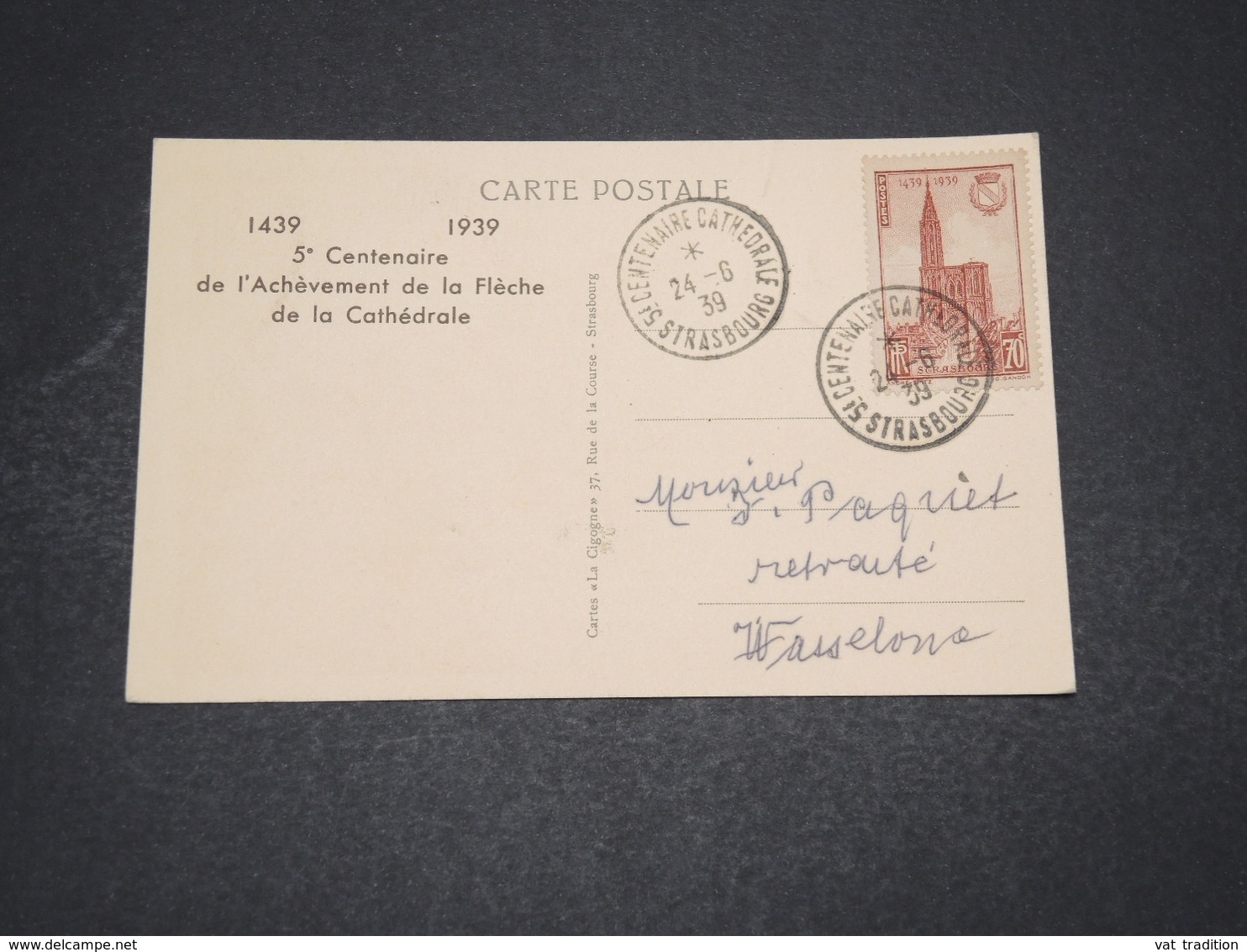 FRANCE - Carte Maximum De La Cathédrale De Strasbourg En 1939 - L 16161 - 1930-1939