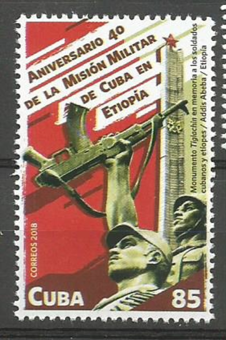 Cuba 2018 40th Anniv. Of Ethiope Military Mission 1v MNH - Etiopía