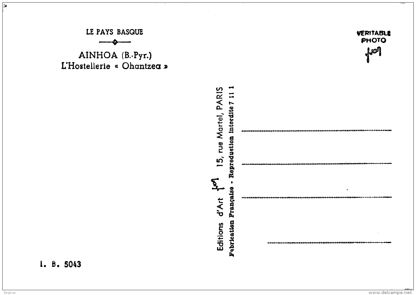 AINHOA      HOSTELLERIE OHANTZEA - Ainhoa