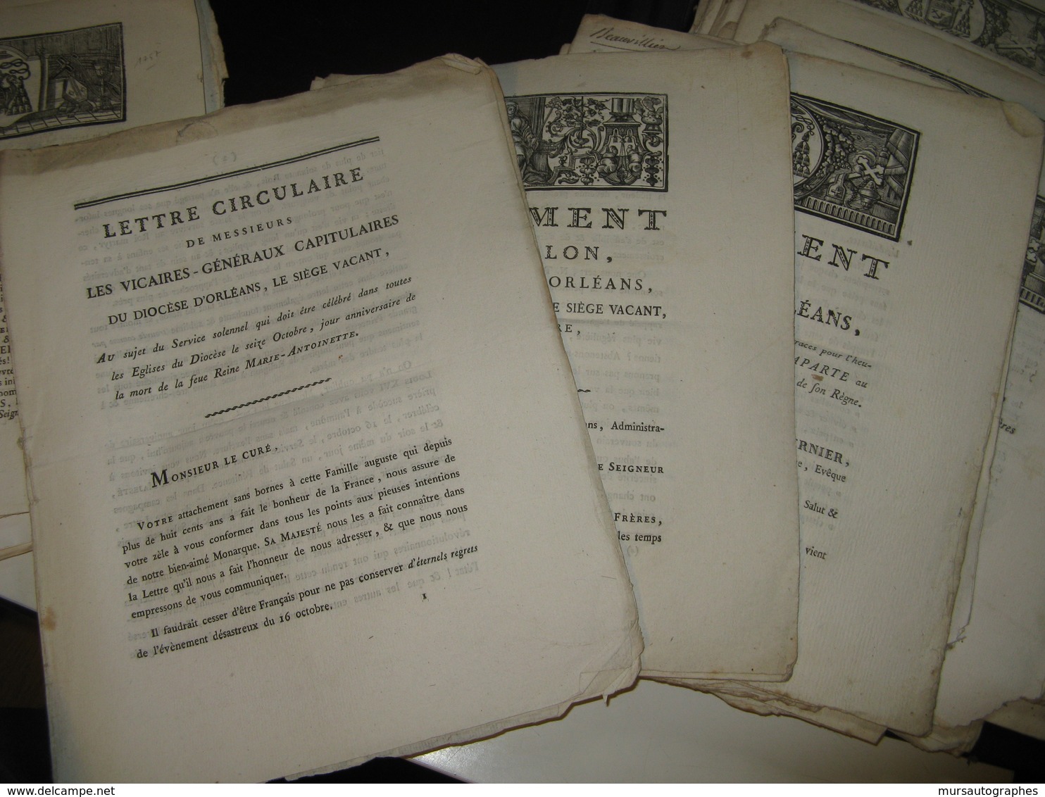 LOT DE 42 MANDEMENTS EVEQUES BLOIS & ORLEANS 1757- 1856 SACRE PAPE DUC DE BERRY LOUIS XV CONCORDAT ASSASSINAT - Decrees & Laws