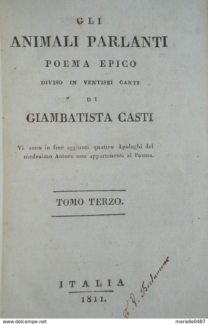 Giambattista Casti Gli Animali Parlanti. - Livres Anciens