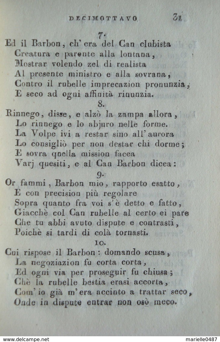 Giambattista Casti Gli Animali Parlanti. - Livres Anciens