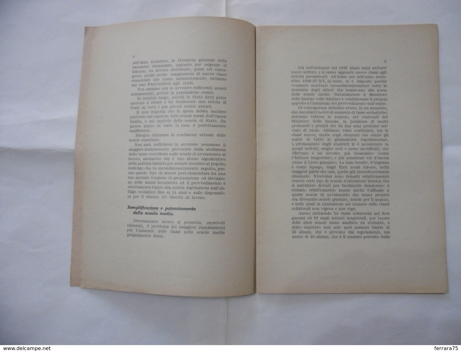 LUCA DE REGIBUS ASPETTI E PROBLEMI DELLA SCUOLA FASCISTA NELL'ANNO PRIMO DELL'IMPERO - Oorlog 1939-45