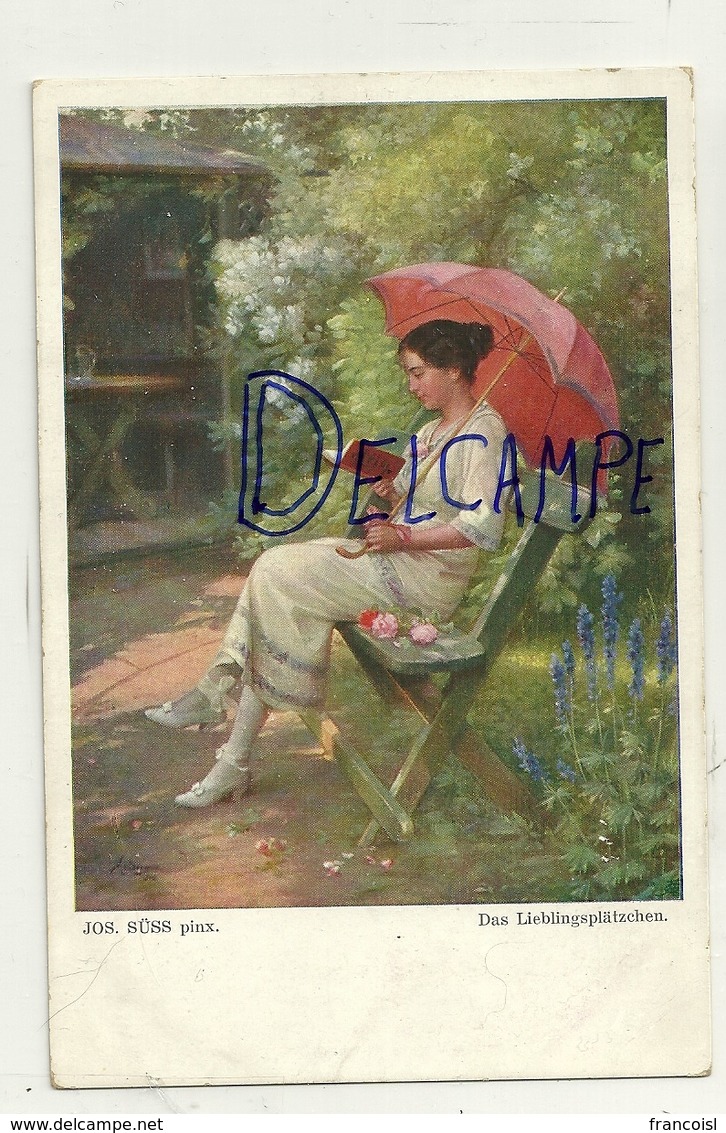 Jeune Femme Qui Lit, Parasol. Jos. Süss. "Das Lieblingsplätzchen" - Suess, Josef