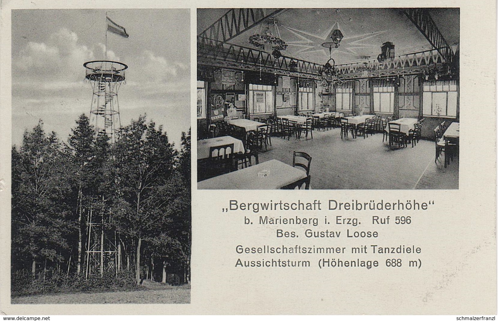 AK Dreibrüderhöhe Gasthof Turm A Marienberg Wolfsberg Lauta Hilmersdorf Grossrückerswalde Wolkenstein Geringswalde - Marienberg