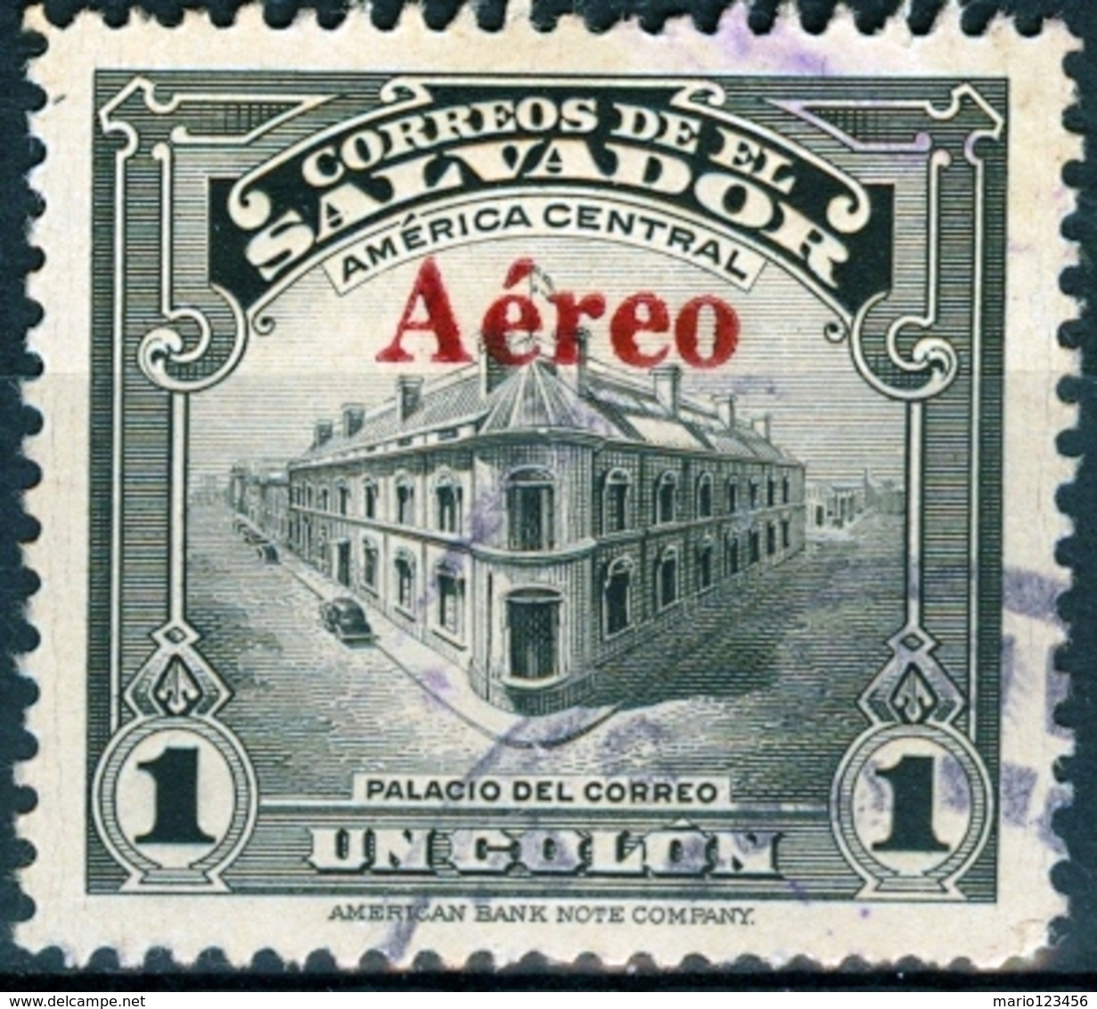 EL SALVADOR, POSTA AEREA, AIRMAIL, MONUMENTI, 1945, FRANCOBOLLI USATI,  Scott C96 - El Salvador