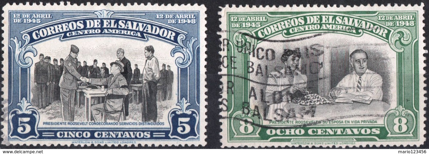 EL SALVADOR, COMMEMORATIVO, ROOSEVELT, 1948, FRANCOBOLLI USATI,  Michel 638,639   Scott 606,607 - El Salvador