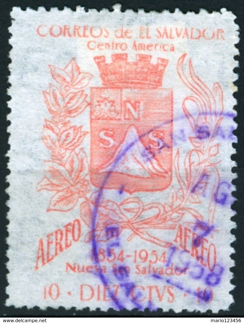 EL SALVADOR, POSTA AEREA, AIRMAIL, STEMMI, COAT OF ARMS, COMM., SAN SALVADOR, 1957, USATI,  Michel 792    Scott C179 - El Salvador