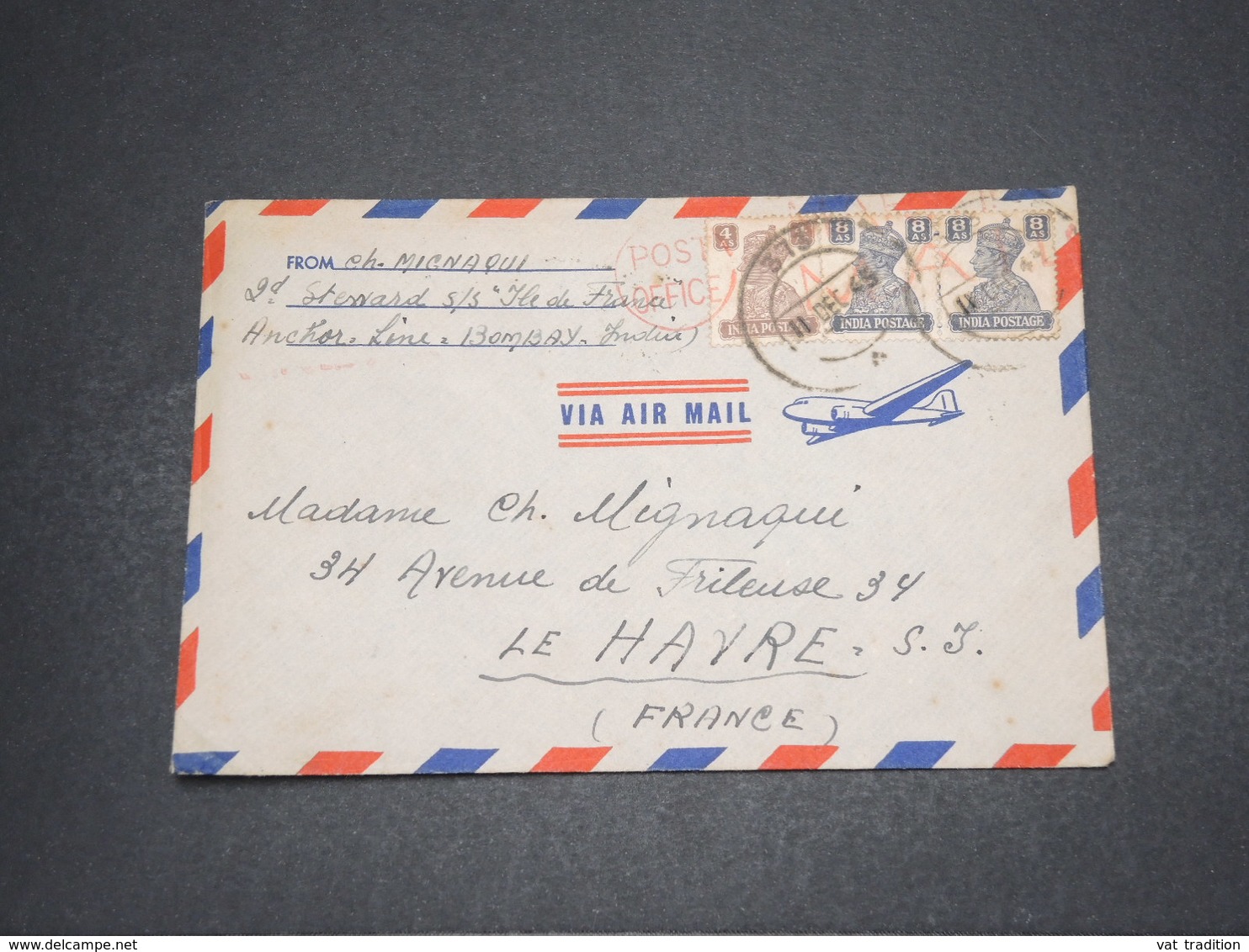 INDE - Enveloppe De Bombay Pour La France En 1945 - L 16202 - Briefe U. Dokumente