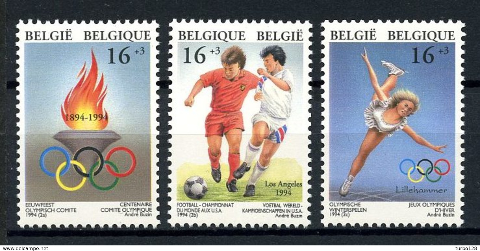 BELGIQUE 1994 N° 2537/2539 ** Neufs MNH Superbes C 6 € Sports Football Coupe Monde Comité Olympique JO Hiver Patinage - Neufs